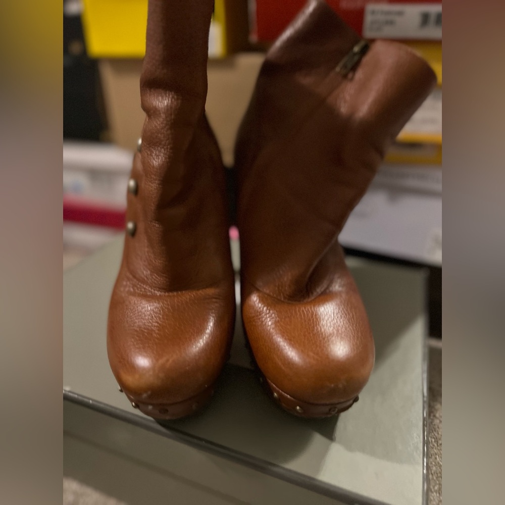 UGG Brown Ankle Boots with Stud Details - Picture 4 of 8